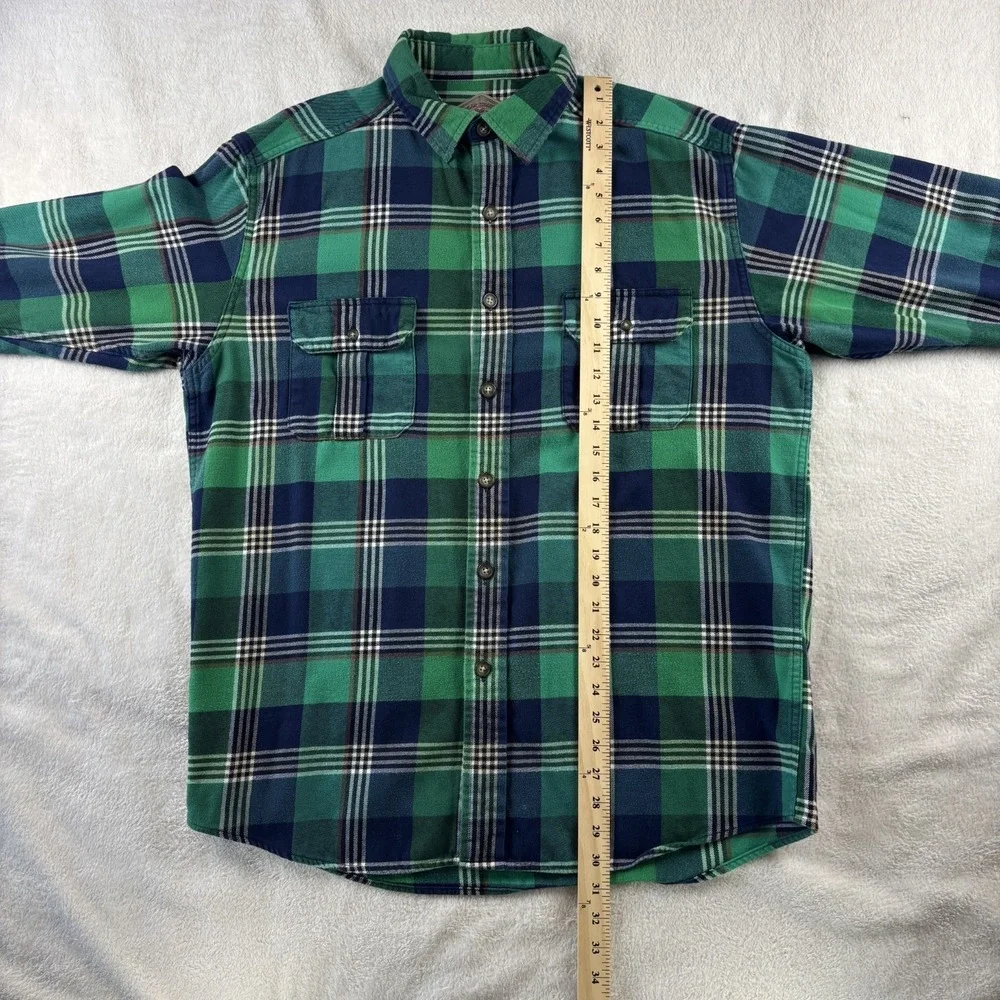 Bills‎ Khakis Flannel Shirt Mens Large Green Plaid Cotton Button Up Classic Fit